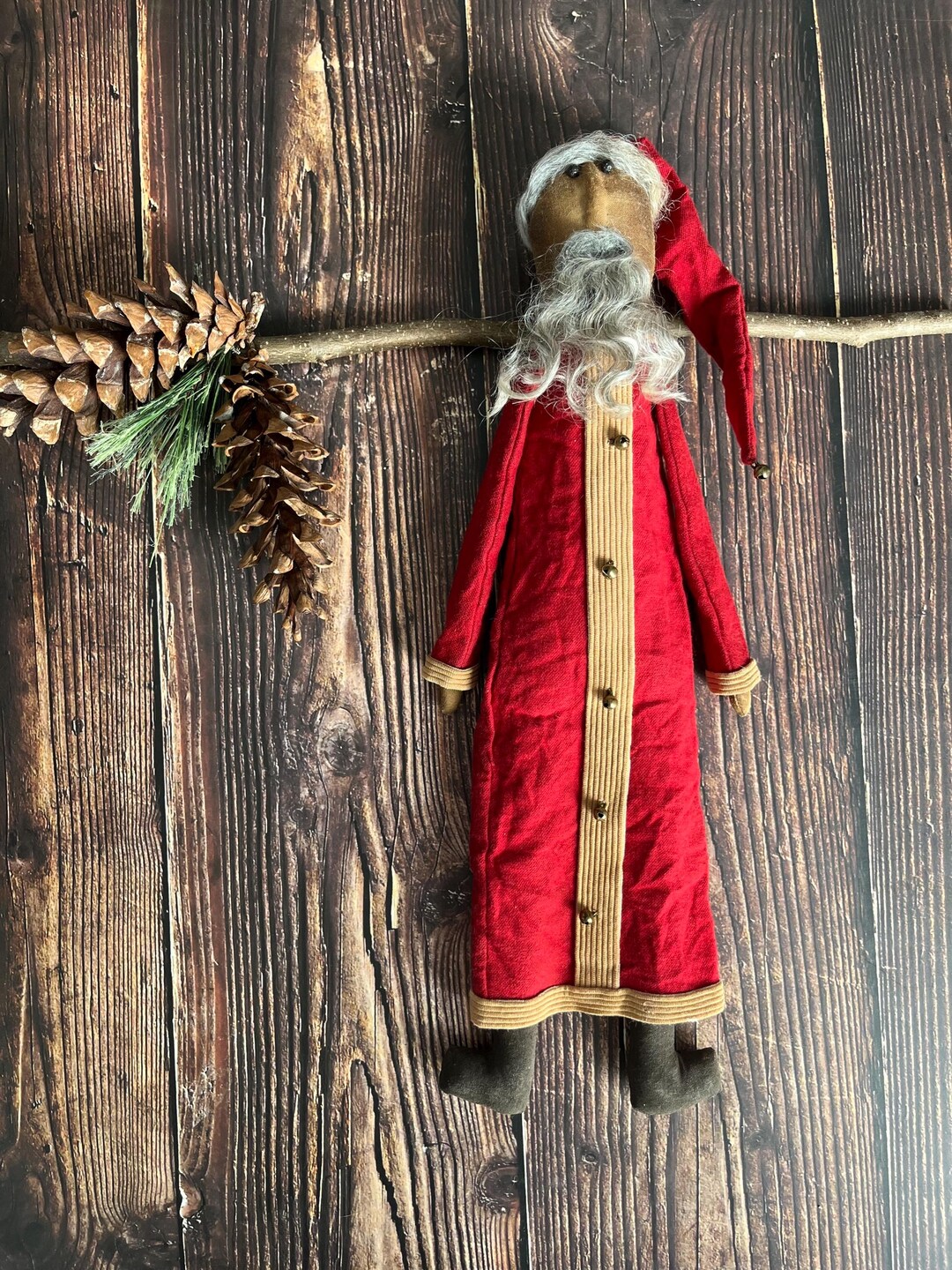 Primitive Santa Primitive Santa Claus Hanger: Rustic Christmas Décor, Handmade Folk Art ...
