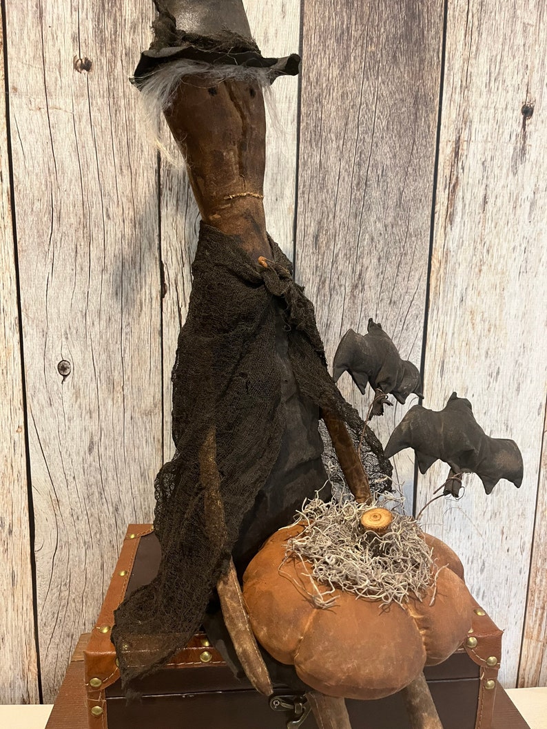 PDF Sewing Pattern - Primitive Witch With Pumpkin and Bats - Early ...