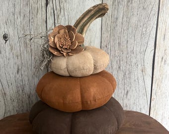 Stacked Primitive Pumpkins - Country Halloween Decor - Rustic Fall Decor - Thanksgiving Decoration