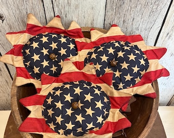 Primitive Patriotic Sunflower Bowl Fillers: Americana Farmhouse Decor