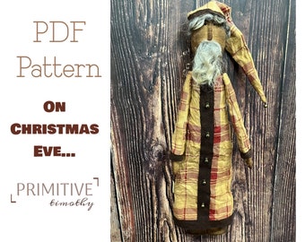 Patrón de costura en PDF: percha de puerta de Papá Noel primitiva: decoración navideña del viejo mundo: decoraciones navideñas: adorno, guirnalda y repisa de Papá Noel