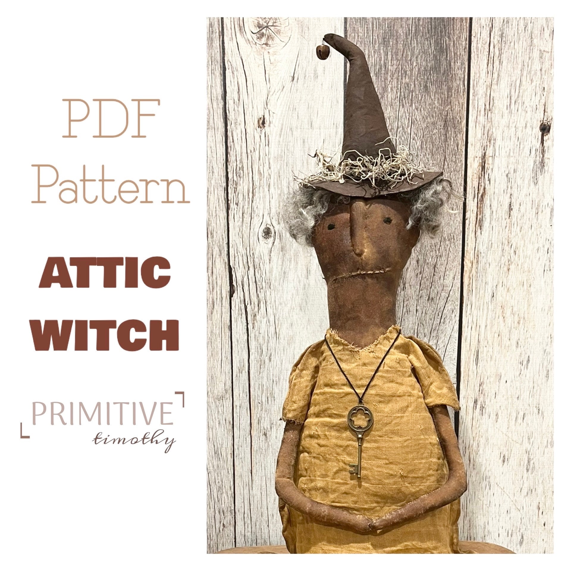 PDF Sewing Pattern - Primitive Witch Doll - Halloween Decoration ...