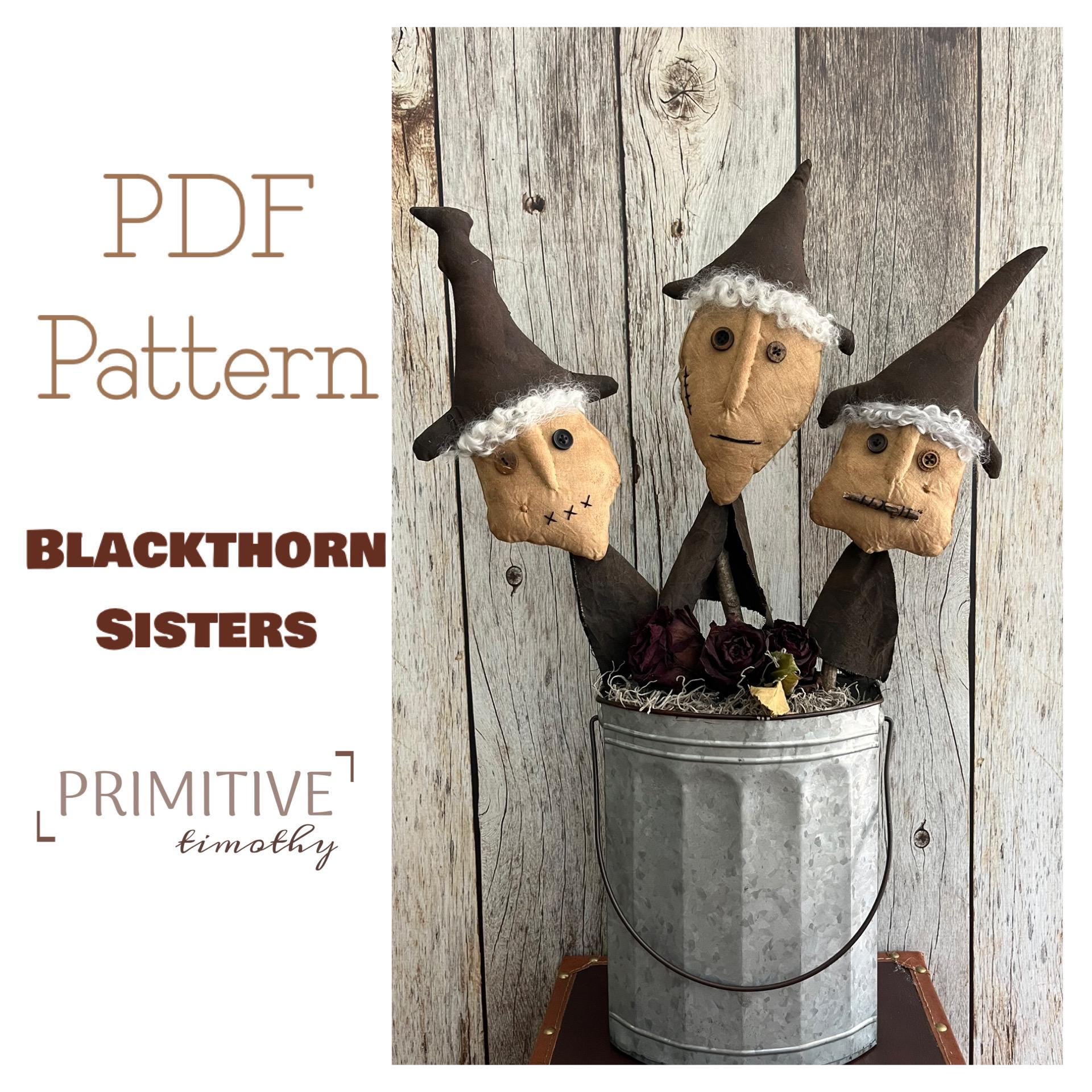 PDF Sewing Pattern - Primitive Witch Crock Fillers - Prim Witches Bowl ...