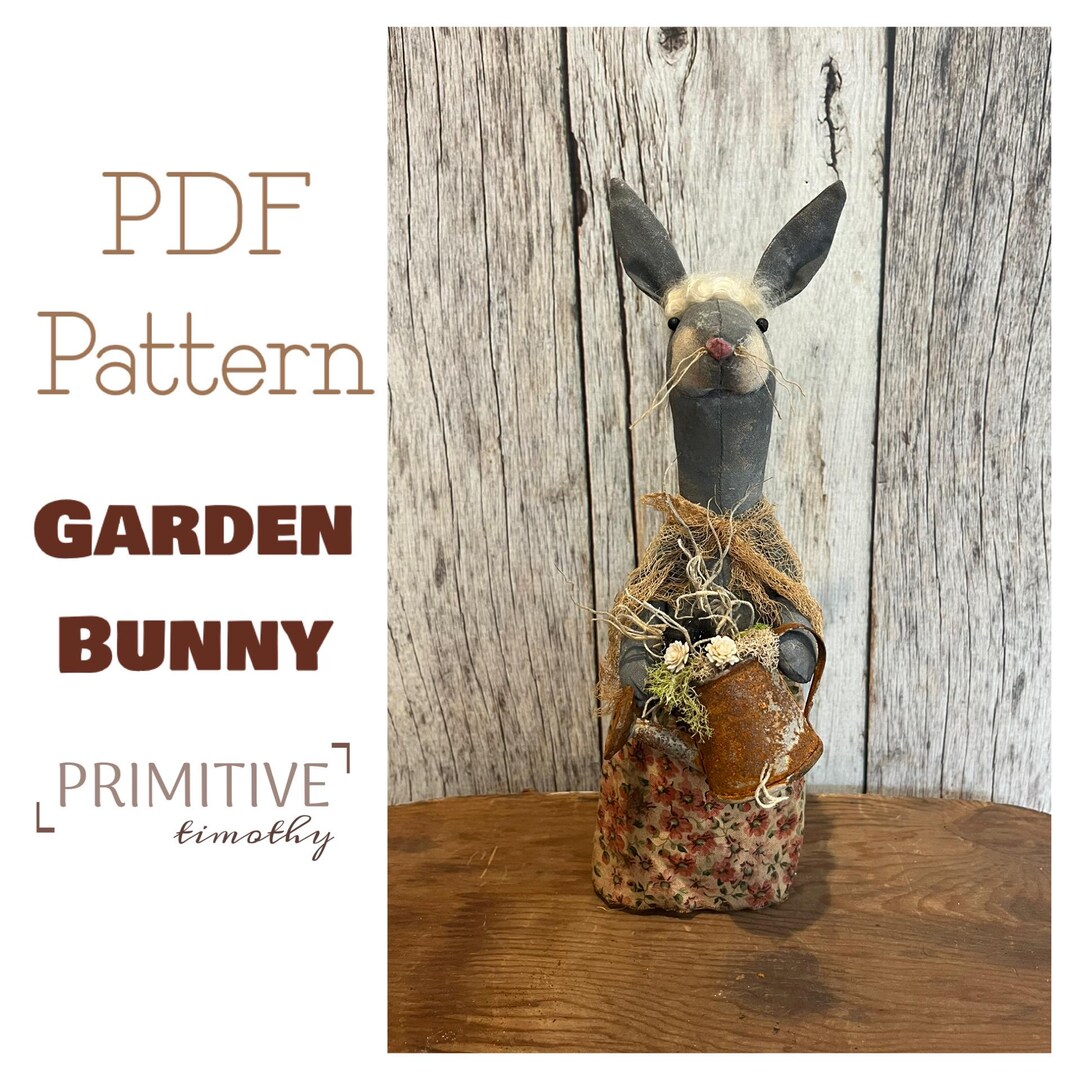 PDF Sewing Pattern - Primitive Garden Bunny - Summertime Rabbit ...