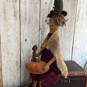 PDF Sewing Pattern - Primitive Halloween Witch With Pumpkin and Bird ...