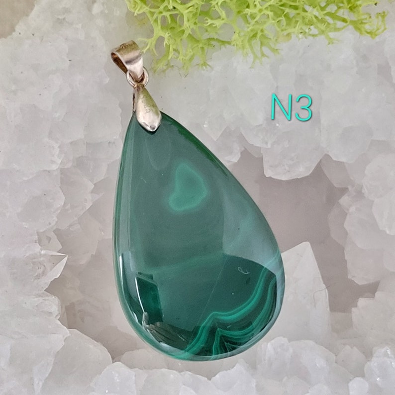 Pendentif En Malachite Naturelle - Vert Intense - Lot N°4 Avec Cadeau