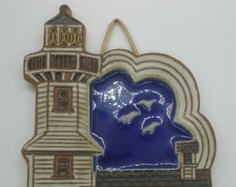 Vintage Victoria Littlejohn Ceramics Lighthouse Trivet Wall Hanging Wall Decor