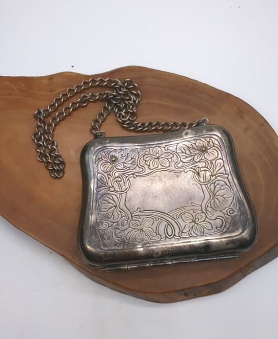 Antique German Silver Purse With Chain 117g