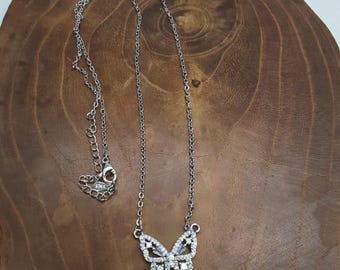 S925 Sterling Silver Butterfly Necklace 18"
