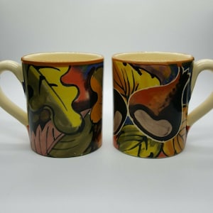 Set of 2 Starbucks Hand Painted Cups by CIAO ITALYA Bellini Fall Leaves Colors