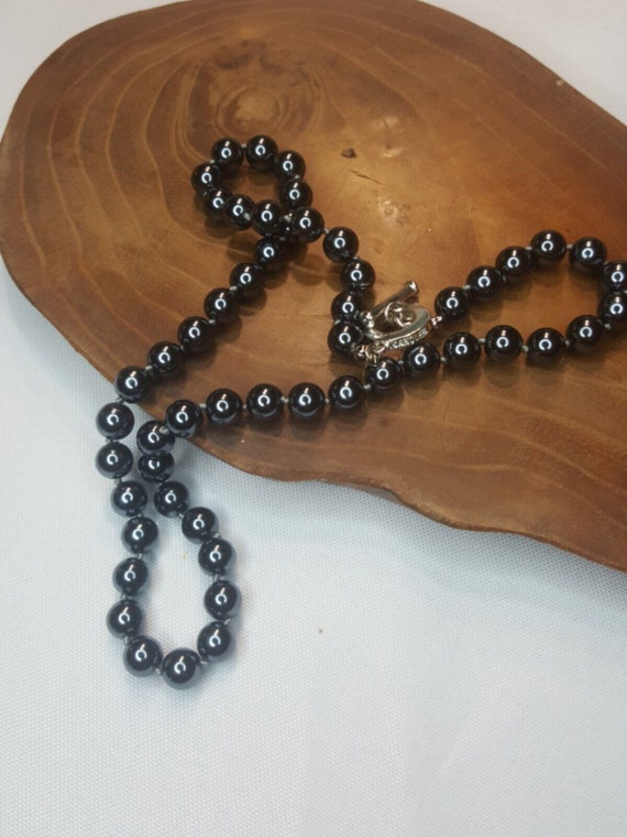 Vintage Carol Lee Faux Black Pearl 18" Necklace T… - image 1