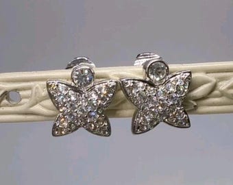 Swarovski Clip On Earrings Crystal Silver Tone