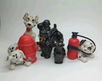 Lot Of 5 Vintage Dog Figurines Dalmatian Poodle