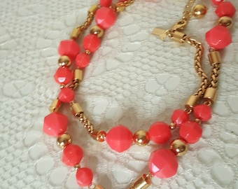 Kate Spade New York Faceted Coral and Gold Bead Necklace 30"