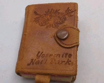 Vintage Yosemite National Park Souvenir Miniature Playing Cards Leather Case