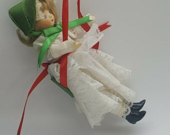Vintage House Of Hatten Girl on Swing Cloth Body Porcelain Head Hands Feet