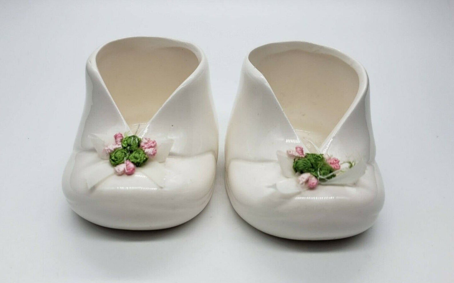 Vintage AMSCAN White Porcelain Baby Booties Shoes Pink Flowers | Etsy