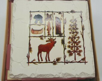 Terra Coasters Moose Bear Cabin Décor Coaster 4 Piece Set 4.25"×4.25"