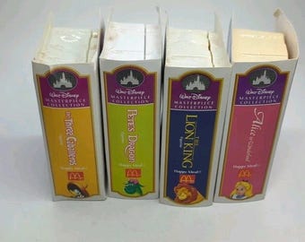 Lot of 4 McDonald's Walt Disney Masterpiece Collection VHS Happy Meal Toy 90's