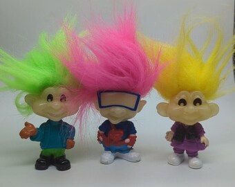 Lot of 3 Burger King Kids Club Trolls Glow in the Dark 1993