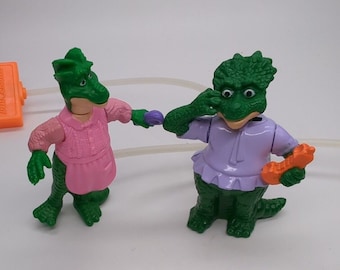 VTG 90s Disney The Dinosaurs Tv Show Momma and Sister Pump Toy McDonalds