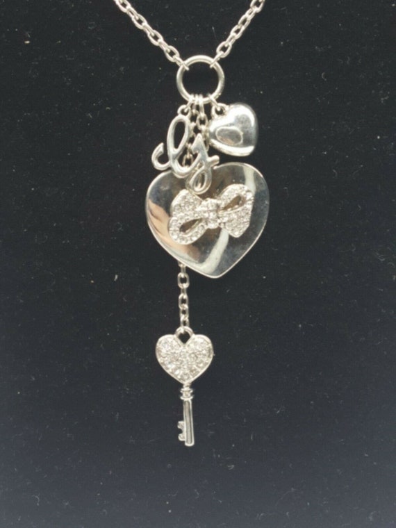 GUESS Silvertone Chain Necklace Key 