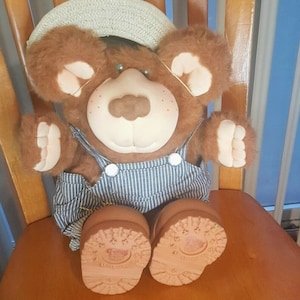 Vintage Furskins Bubba Teddy Bear Plush 14&quot; Tall Stuffed Toy 1985 Collectible