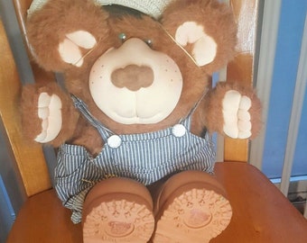 Vintage Furskins Bubba Teddy Bear Plush 14" Tall Stuffed Toy 1985 Collectible