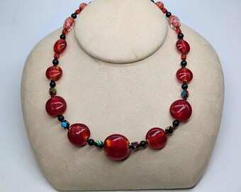 Artisan Red Glass Bead 15" Necklace