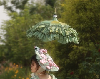 Handmade Francaise umbrella 18th century costume reenactment Marie Antoinette Style, Rococo style