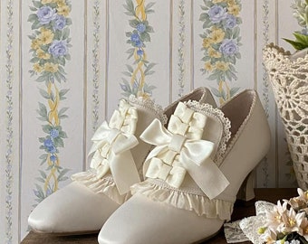 Pearl White Rococo High Heels Marie Antoinette Pink Shoes Baroque Costume Bridal Pumps Parisian Wedding Shoes