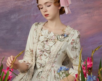 Robe à la française, reconstitution d'un costume du XVIIIe siècle, style Marie-Antoinette, robe bleu clair, style rococo