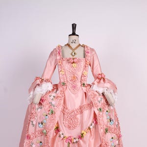 Robe a la francaise 18th century costume reenactment Marie Antoinette Style Pink Dress, Rococo style