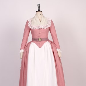 Robe a la anglaise dress gown 18th century Women&#39;s Cotton Pattern Dress, Historical Ladies Costume, Marie Antoinette Rococo style