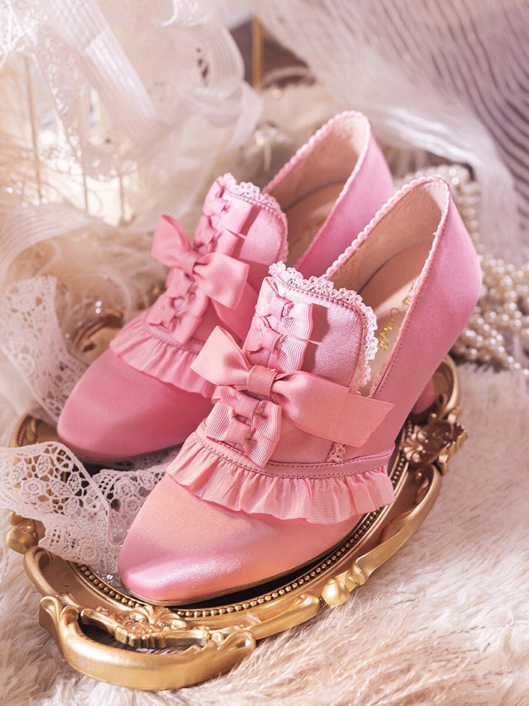 råb op Repaste der Peony Pink Rococo High Heels Marie Antoinette Shoes Baroque - Etsy