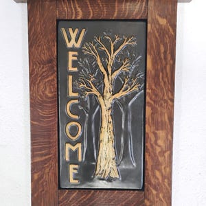 Mission Style Arts and Crafts Framed Welcome Tile