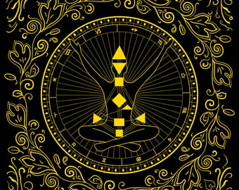 Screen Printed Oracle Cloth - 100% Cotton Altar Tarot Cloth
