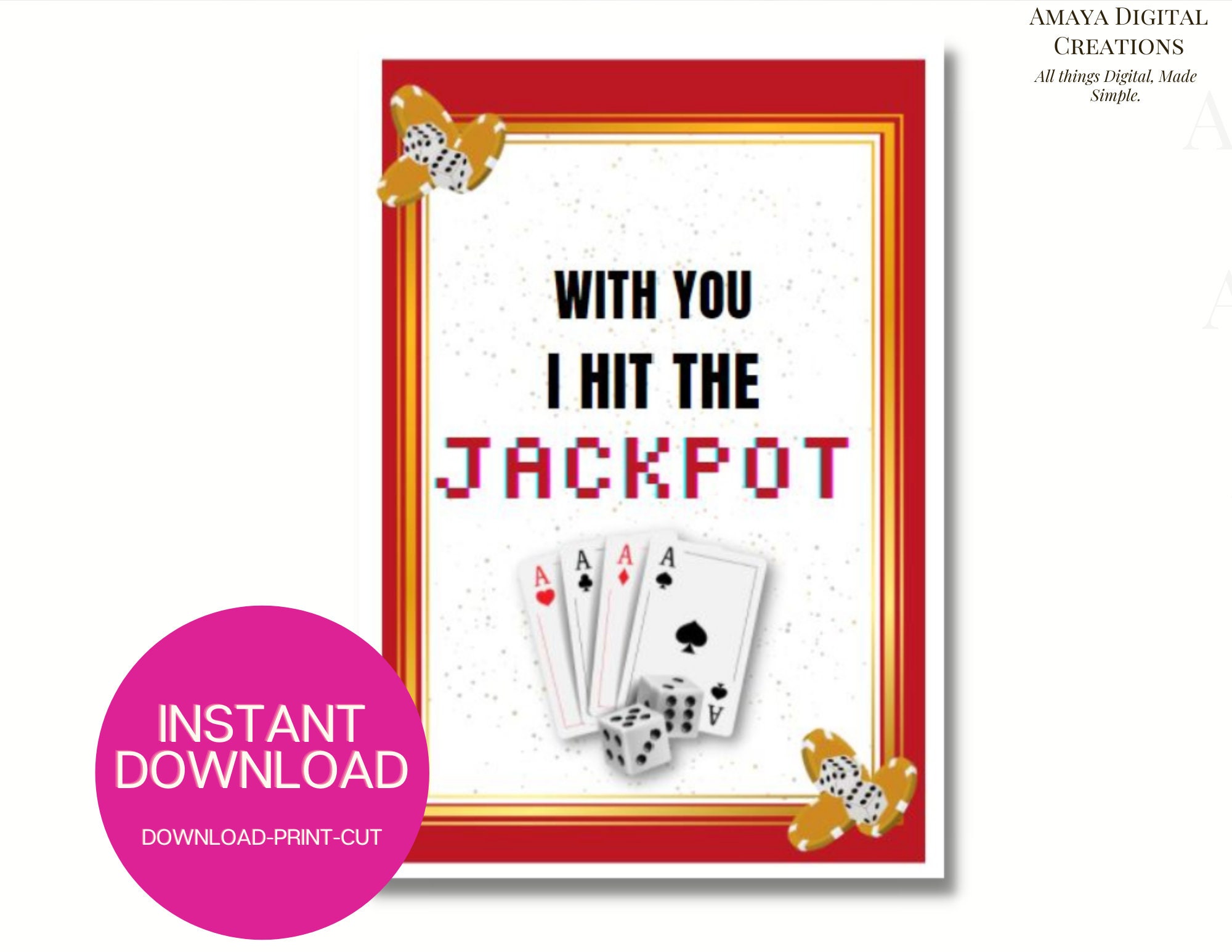 With You I Hit The Jackpot Pdf Card Printable E Card | Etsy