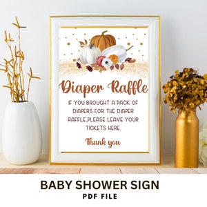 Imprimable Diaper Raffle Sign & Tickets, Fall Diaper Raffle Sign and Raffle Cards Set, Baby Shower Game, PDF, Non Editable