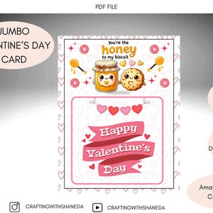 Honey to my Biscuit, Jumbo Karte Valentinstag Karte, Valentinstag Karte für Kinder, Valentinstag, Klassenzimmer, Schule, Valentinstag, PDF-DATEI, 8,5 von 11 Größe