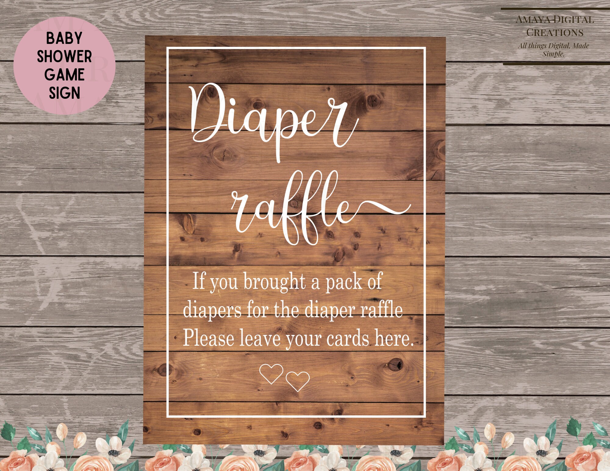 Diaper Raffle Draw Sign Diaper Raffle Sign, Instant Download Digital, PDF Files,non Editable ...