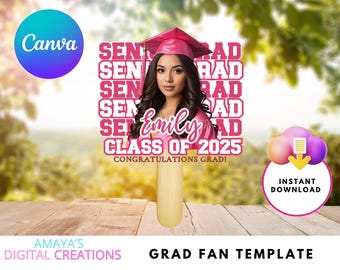 Editable Graduation Fan Template | Canva Senior Party Favor (Digital Download)