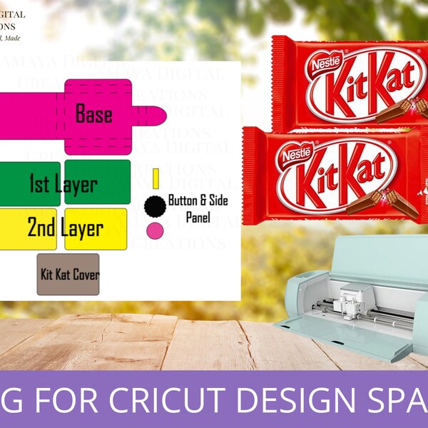 Modèle d'emballage Kit Kat | Boîte latérale à bonbons| Fichier numérique découpé-SVG DXF PNG | Créez votre propre boîte coulissante avec Cricut | Pas pour la joie | Aucun article physique