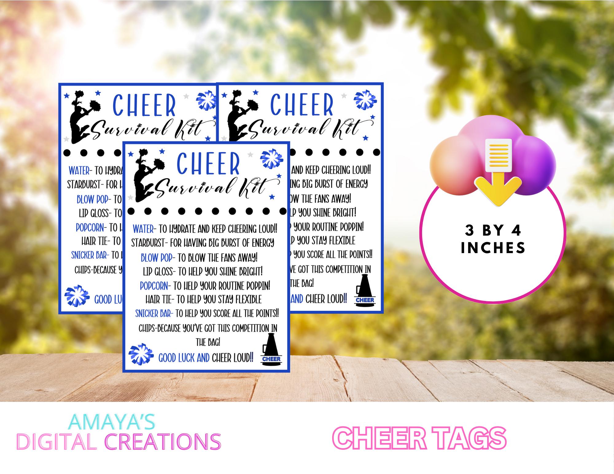 Royal Blue Cheer Survival Kit Tags | Cheerleader Gift (PDF) - Etsy