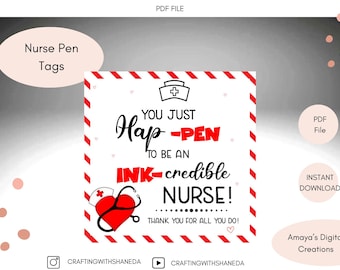 Krankenschwester Wertschätzung Pen Tag, INK-glaubwürdiges Geschenk (PDF Printable)
