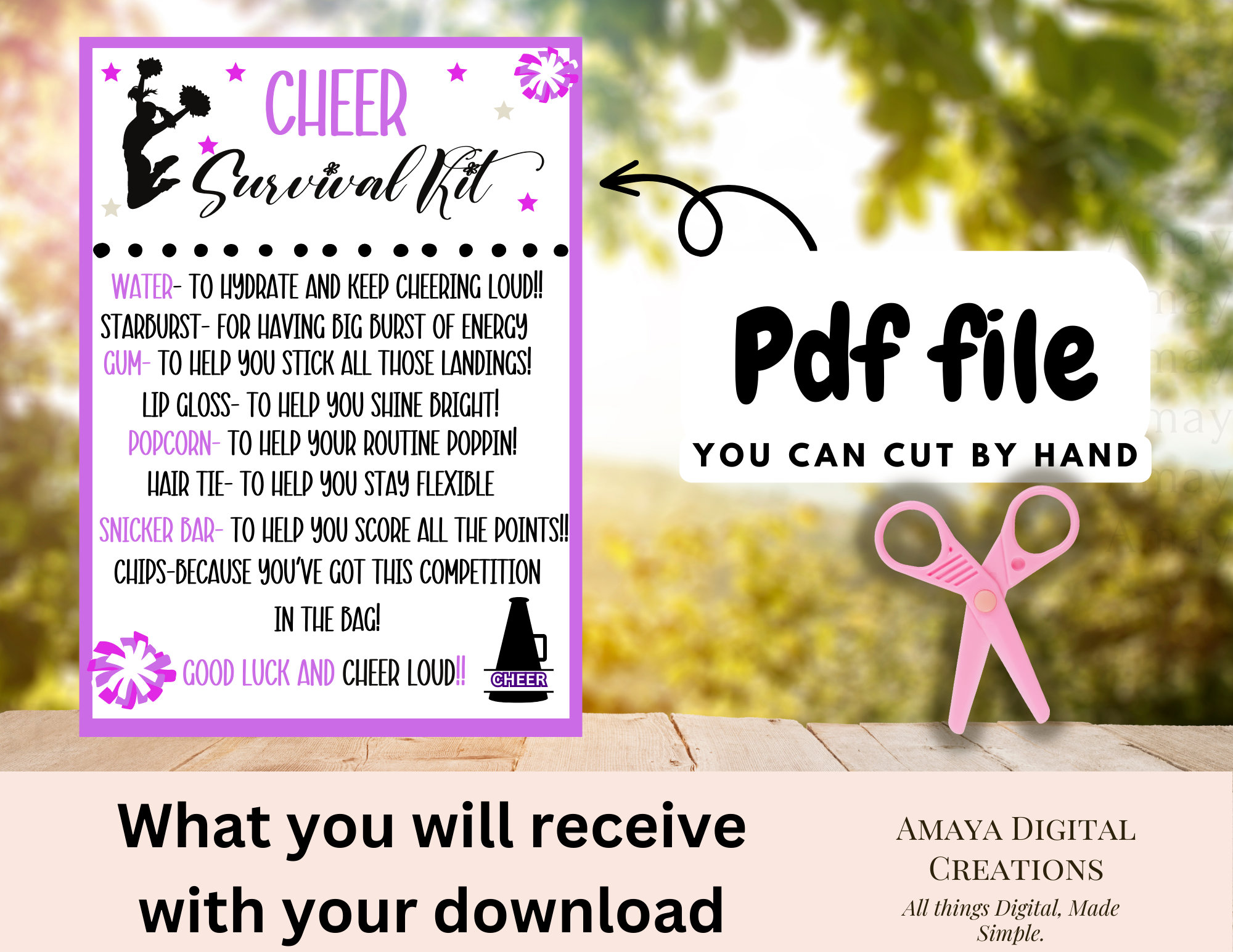 Printable Cheer Survival Kit Tag | Cheer Competition Gift (PDF) - Etsy