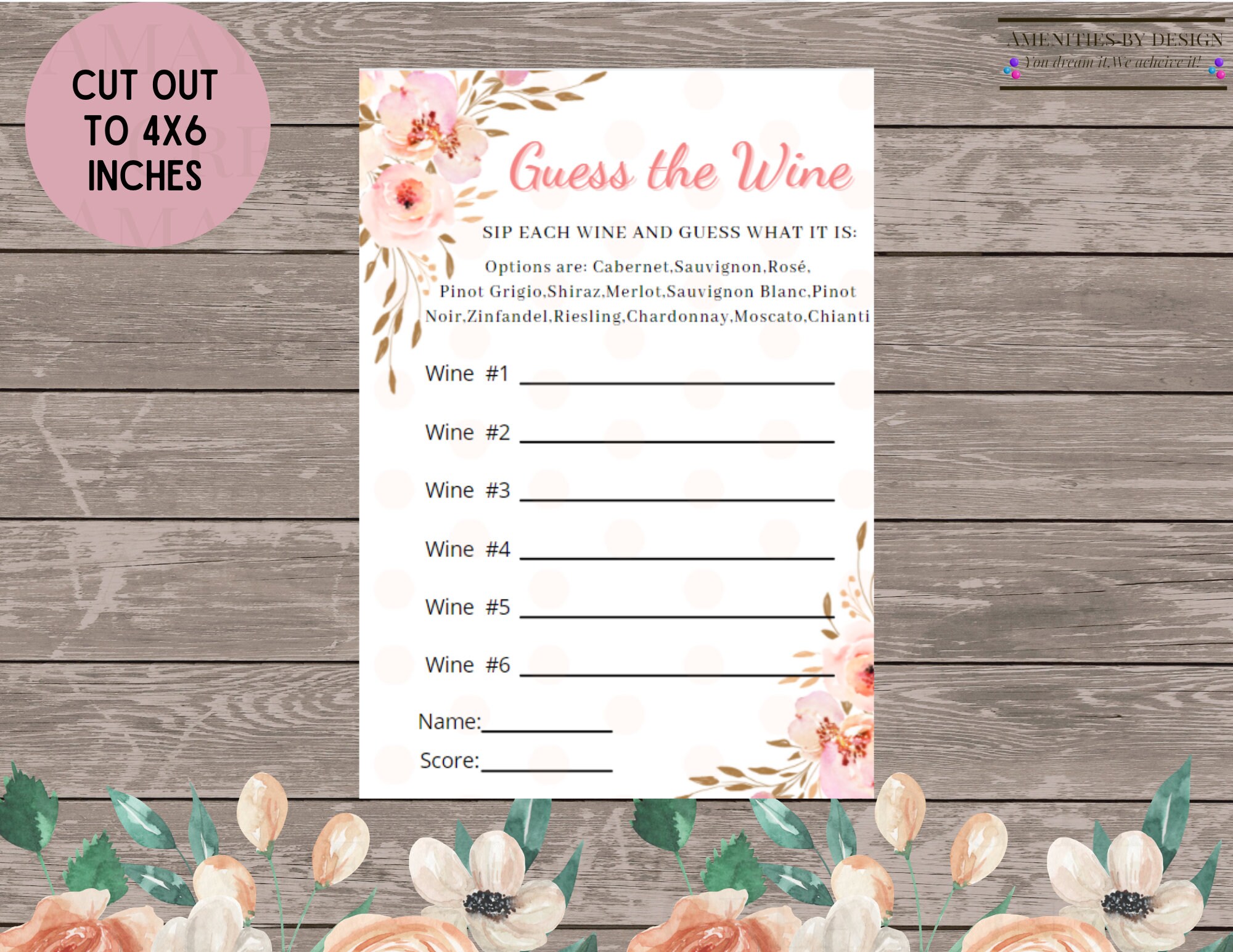 Guess the Wine Party GameWine Tasting Guess Shower Game Etsy