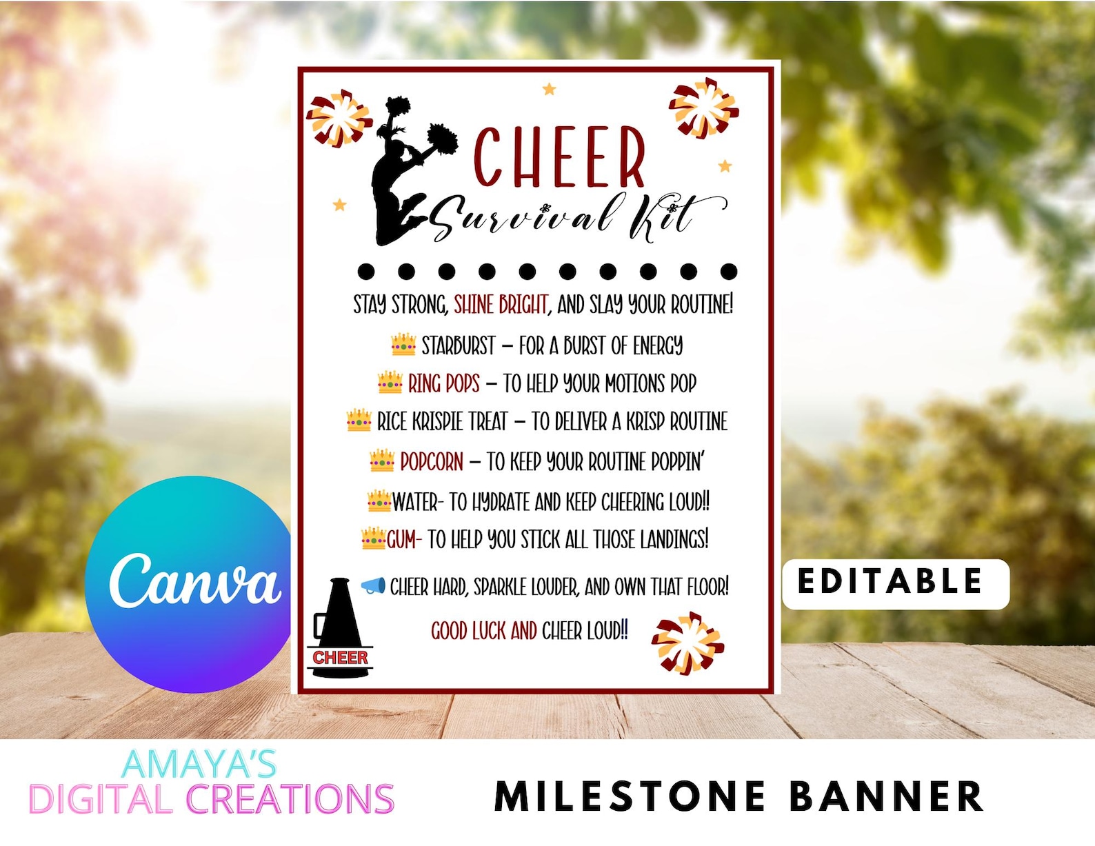 Cheer Survival Kit Sign | Editable Canva Template (instant Download) - Etsy