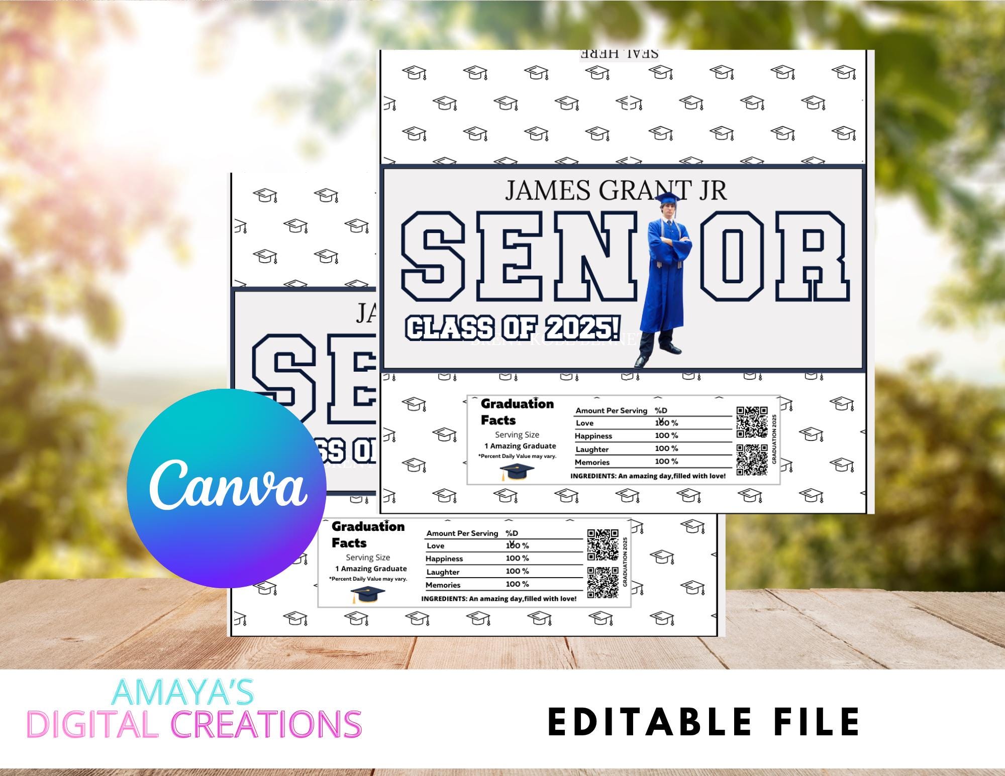 Graduation Candy Bar Wrapper Template | Senior Class of 2025 (canva ...