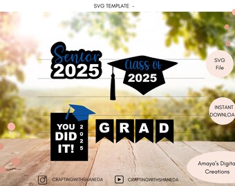 Graduation 2025 SVG Bundle, Senior Cap and Gown Cut File (Instant Download)